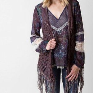 Open weave fringe vest